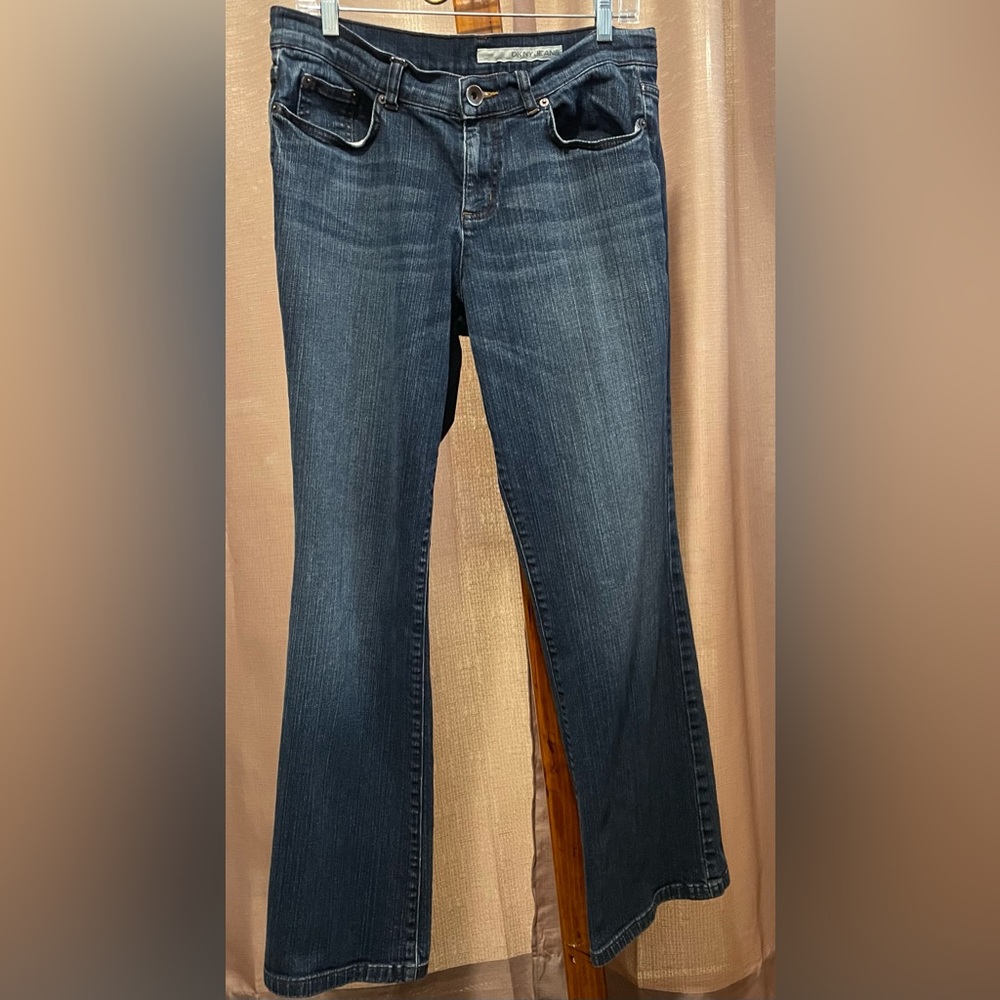 DKNY SoHo12 Mid Rise Blue Flare Wide Leg Denim Jean GUC